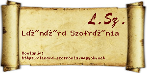 Lénárd Szofrónia névjegykártya